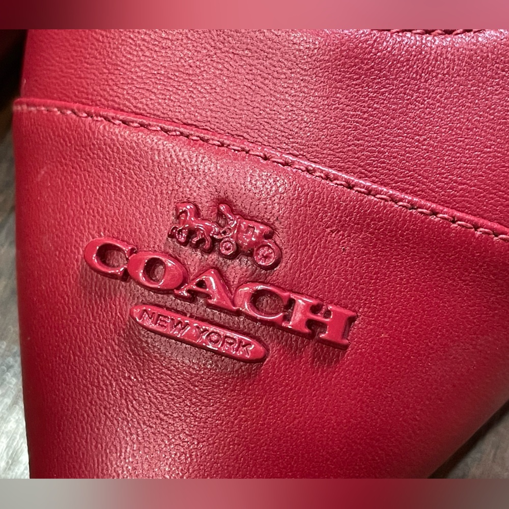 Coach Valerie Slingback Flats Women’s Sz 8.5 Red Leather Logo Pointed Toe Party - Picture 5 of 9